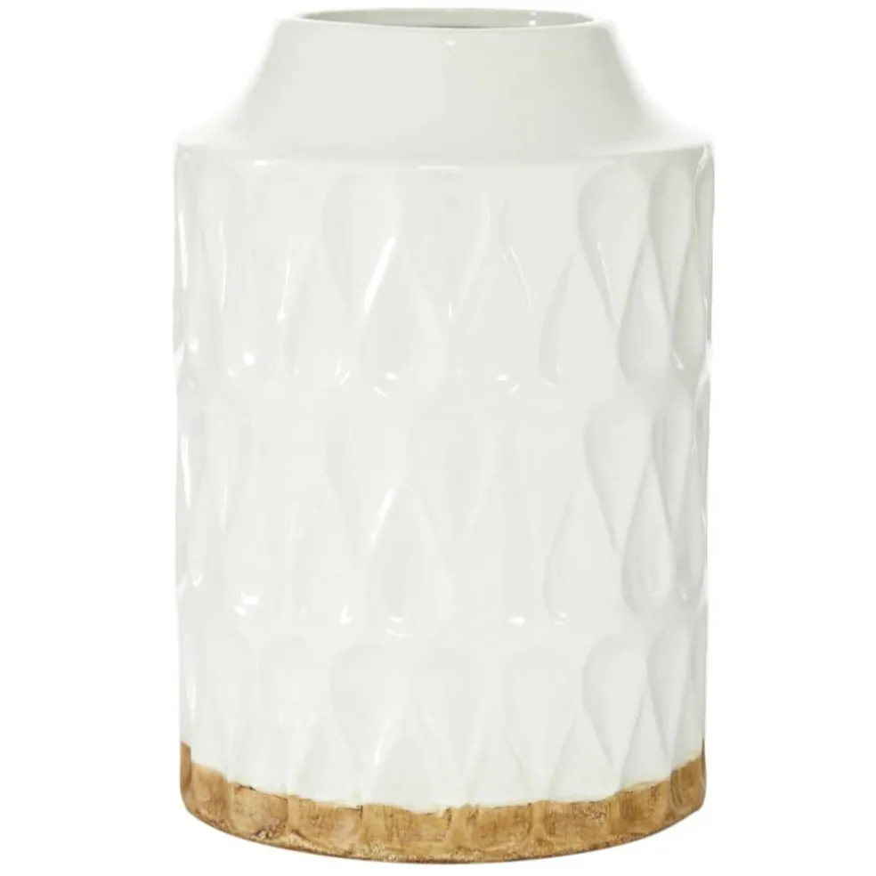 White Porcelain Contemporary Vase, 8" x 12"