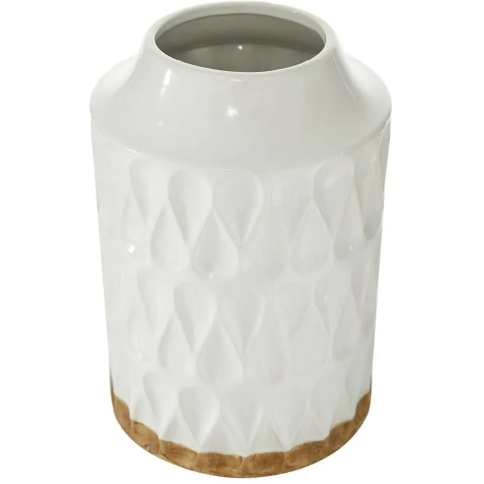 White Porcelain Contemporary Vase, 8" x 12"