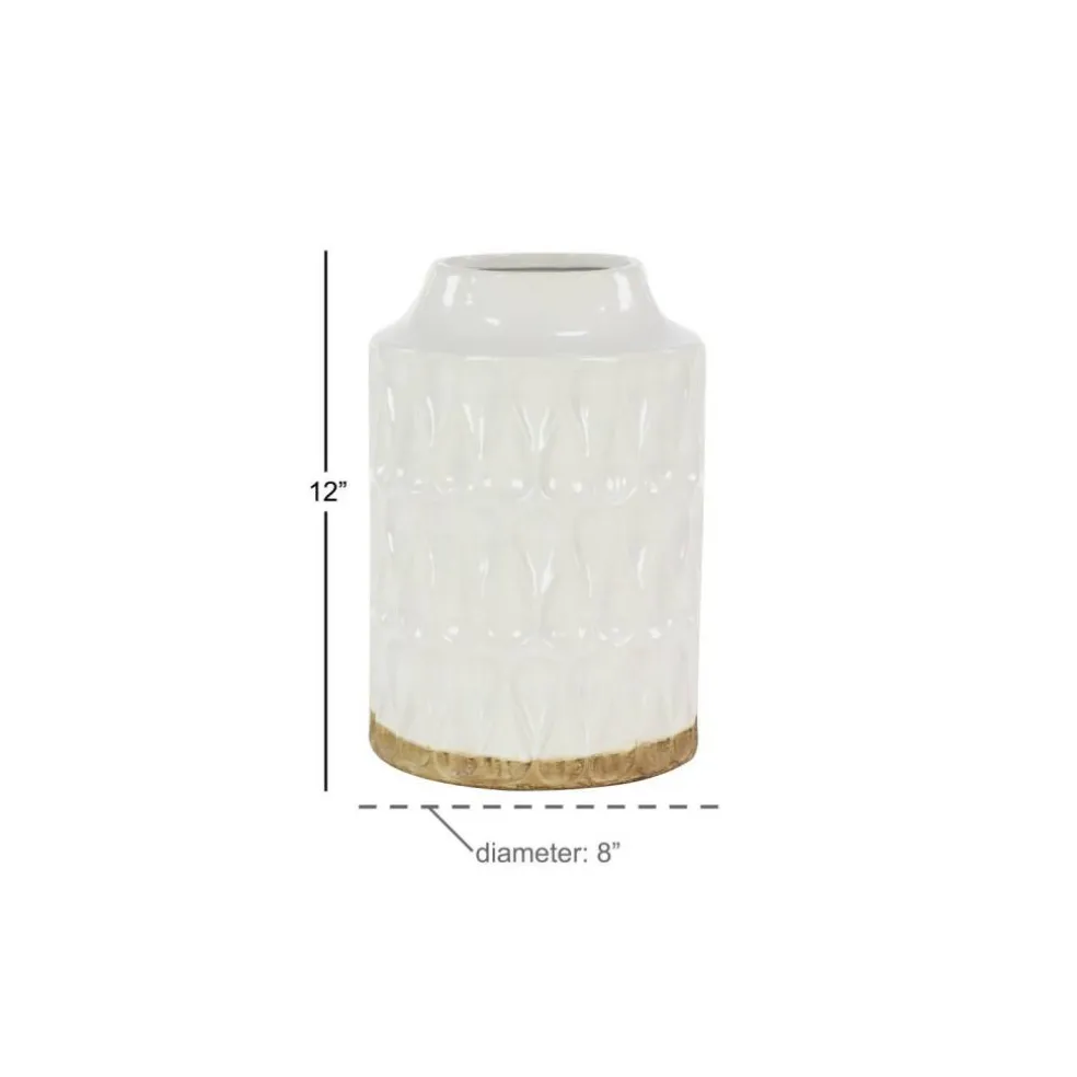 White Porcelain Contemporary Vase, 8" x 12"