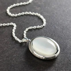 White & Rhodium Oval Locket by Bead Landing™