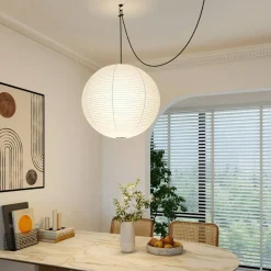 White Round Paper Lantern, 19.68" Large Hanging Paper Lamp Shade, 1 Pack