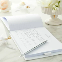 White & Silver Guest Book & Pen Set by Celebrate Itâ„¢