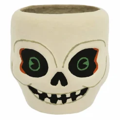 8.5" White Skull Paper Mache Candy Bowl by Ashland®