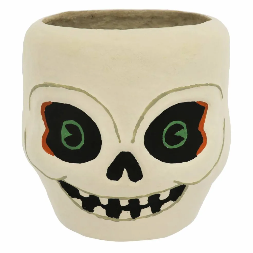 8.5" White Skull Paper Mache Candy Bowl by Ashland®