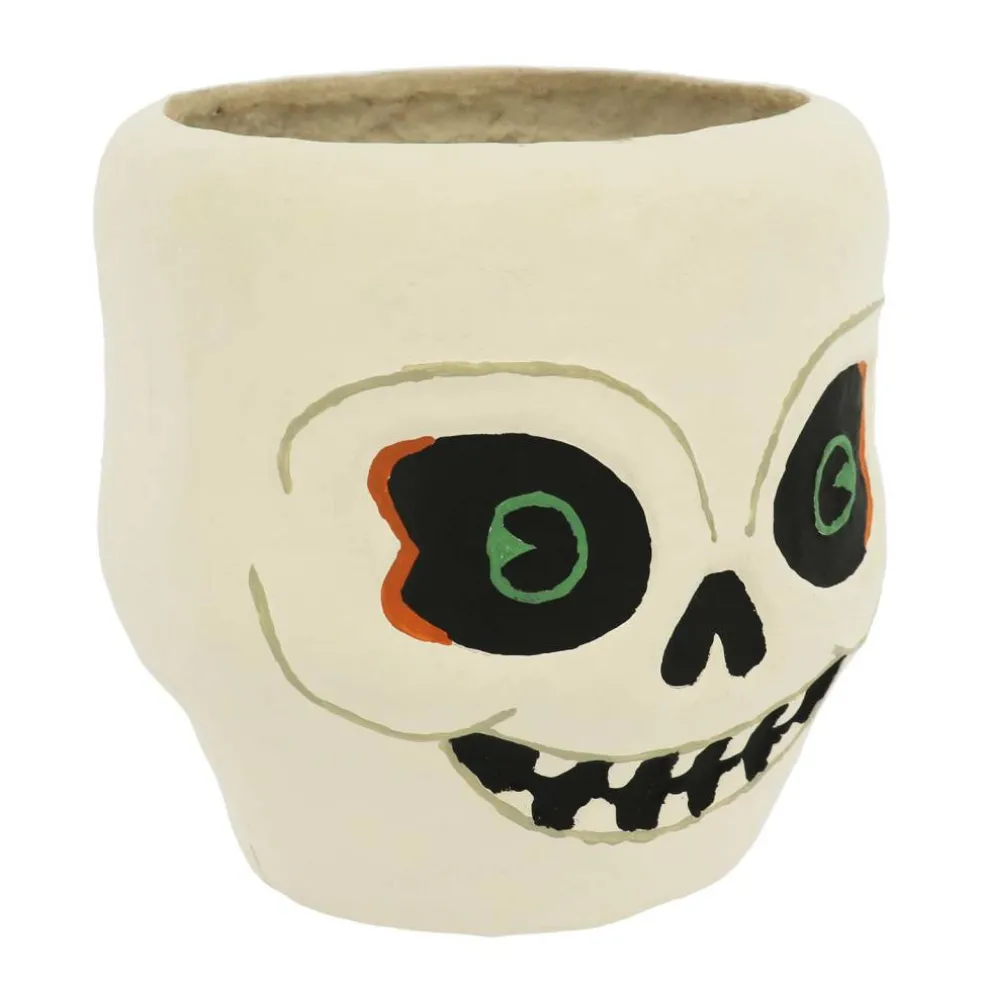 8.5" White Skull Paper Mache Candy Bowl by Ashland®