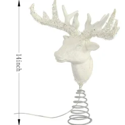 13" White Stag Head Lighted Tree Topper by Ashland®