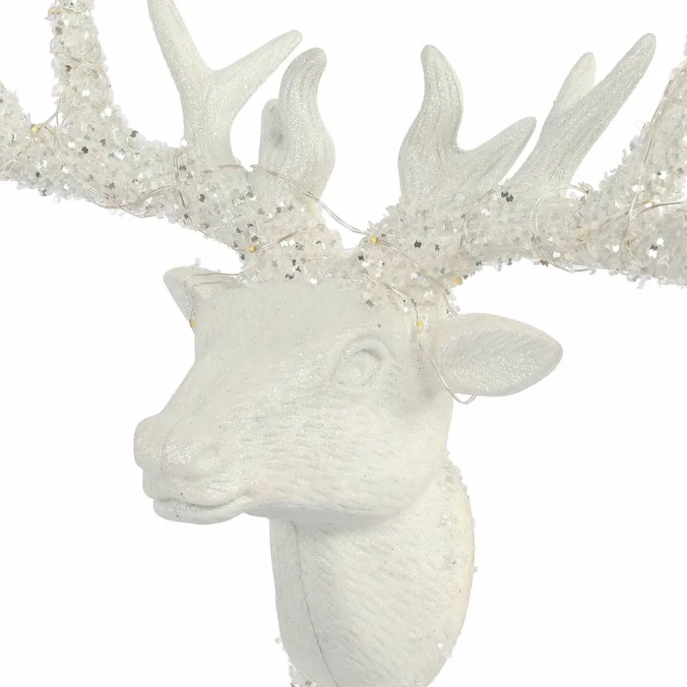 13" White Stag Head Lighted Tree Topper by Ashland®