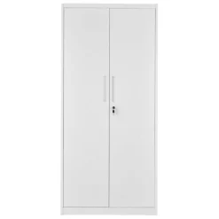 White Steel Storage Cabinet 68.9 in Lockable with 4 Adjustable Shelves