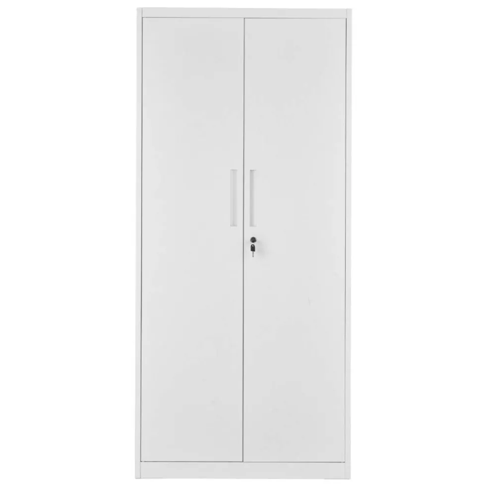 White Steel Storage Cabinet 68.9 in Lockable with 4 Adjustable Shelves