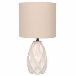 14.5" White Table Lamp with Natural Fabric Shade by Ashland®