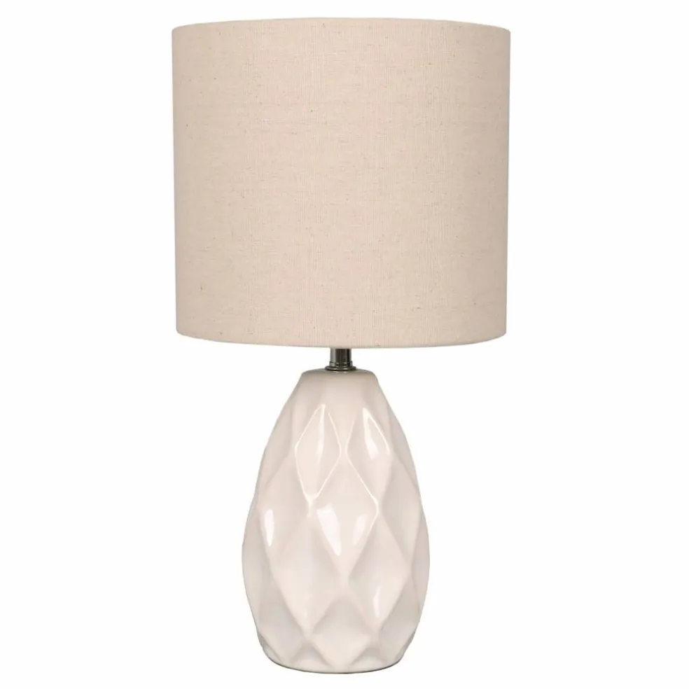 14.5" White Table Lamp with Natural Fabric Shade by Ashland®