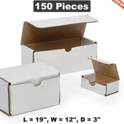 White Tab Lock Shipping Boxes 19" x 12" x 3" The Perfect Solution for Large, Secure Shipments