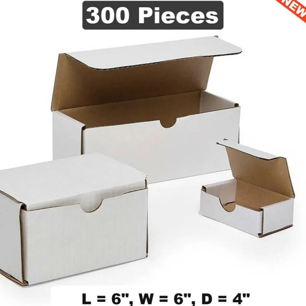 White Tab Lock Shipping Boxes 8 1/4" x 8 1/4" x 1 3/4" Packaging Solution