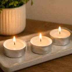 White Tea Light Candles Unscented Wax Votives Set - 50 Pack
