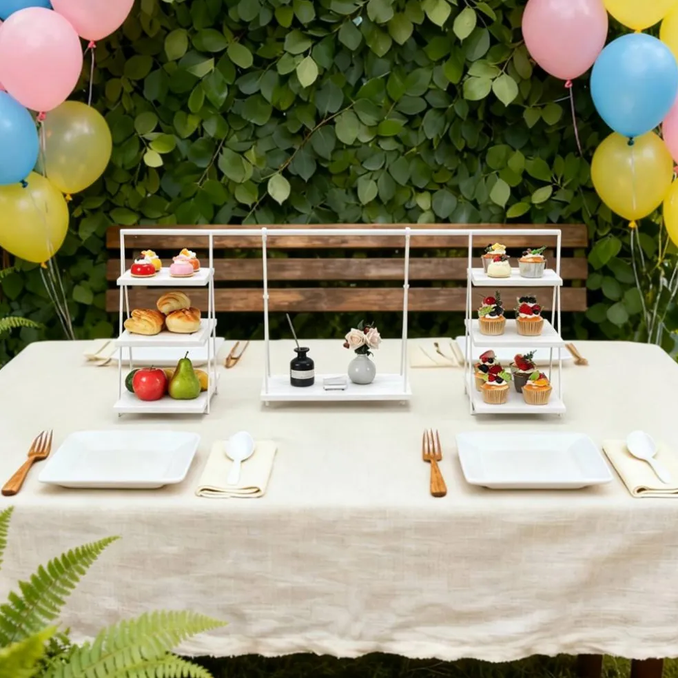 White 3-Tier Cupcake Stand, Farmhouse Tiered Dessert Serving Tray for Party Decor