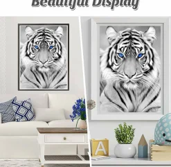 White Tiger 5D Diamond Painting Kit for Adults – Full Drill Rhinestone Art, DIY Gem Craft, 11.8x15.7 Inch Wall Décor & Gift