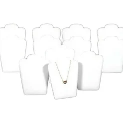 12 White Velvet Padded Necklace Pendant Display Bust Easels 5.25"