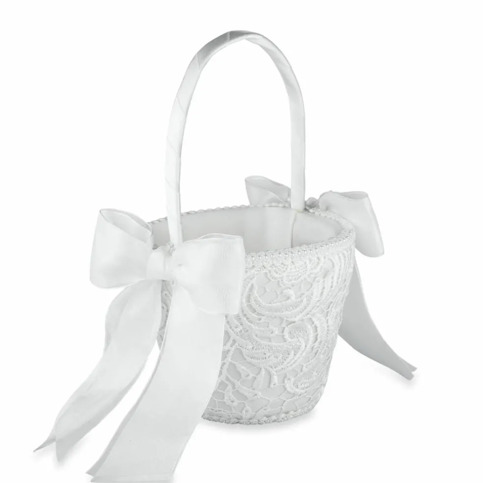 White Vintage Lace Flower Basket by Celebrate It™
