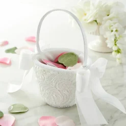 White Vintage Lace Flower Basket by Celebrate It™