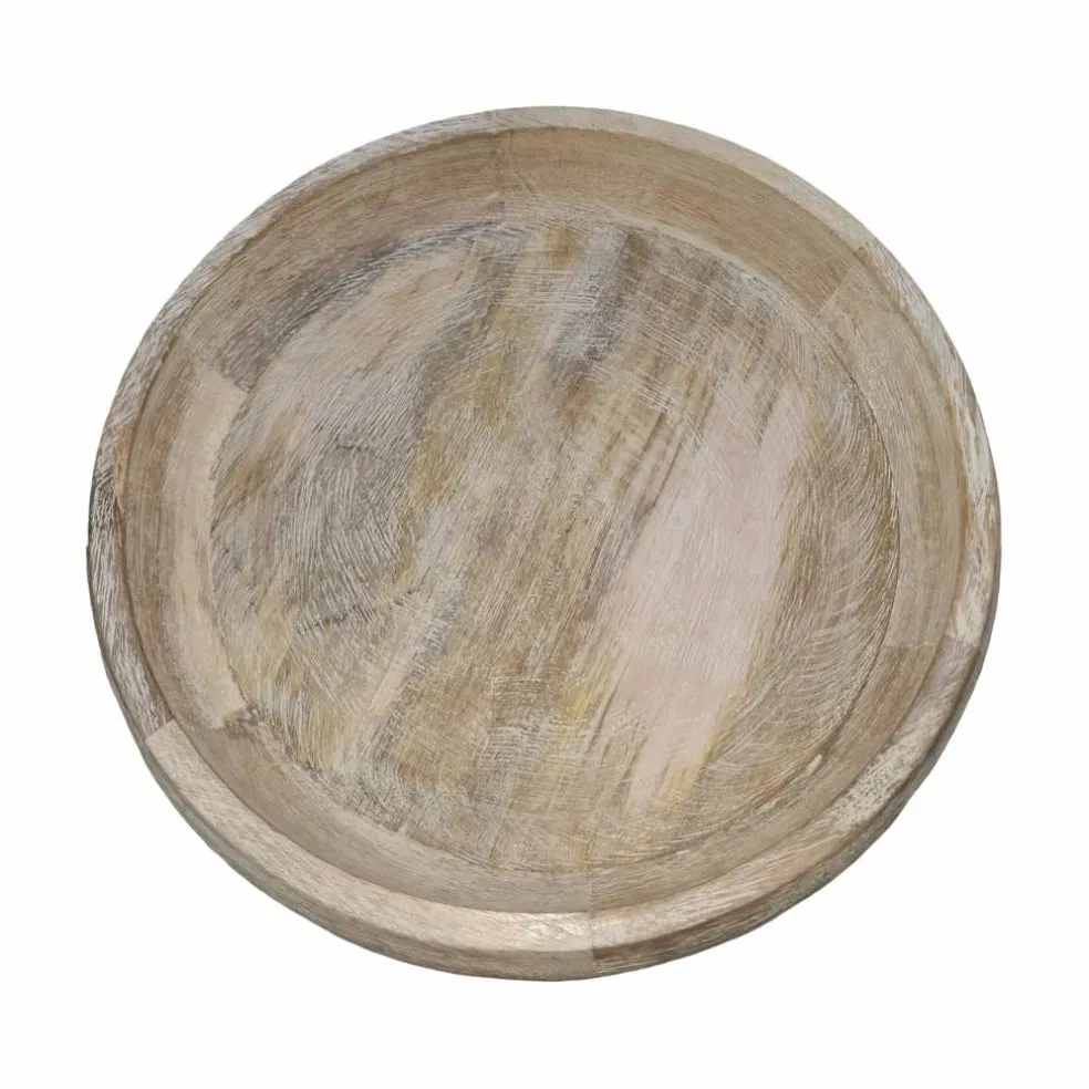 12" Whitewashed Shallow Decorative Wood Bowl by Ashland®