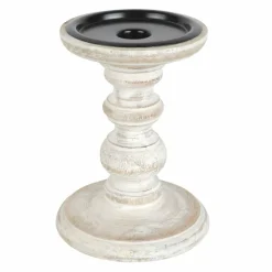 Whitewashed Wood Carved Pillar Candle Holder by Ashland®