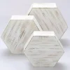 3 Whitewashed Wooden CAKE STAND Hexagonal Dessert Display Boxes Party Events