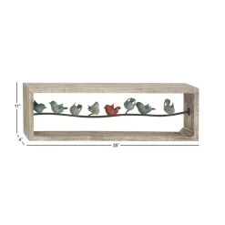 Whitewashed Wood Farmhouse Birds Wall Accent