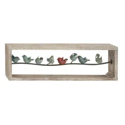 Whitewashed Wood Farmhouse Birds Wall Accent