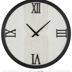 24" White Wood Art Deco Line Art Wall Clock