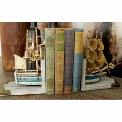 9" White Wood Coastal Sailboat Bookends, 2ct.
