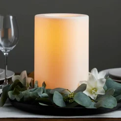 White 6" x 9" LED Outdoor Pillar Candle By Ashland®