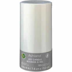White 3" x 6" LED Outdoor Pillar Candle By Ashland®