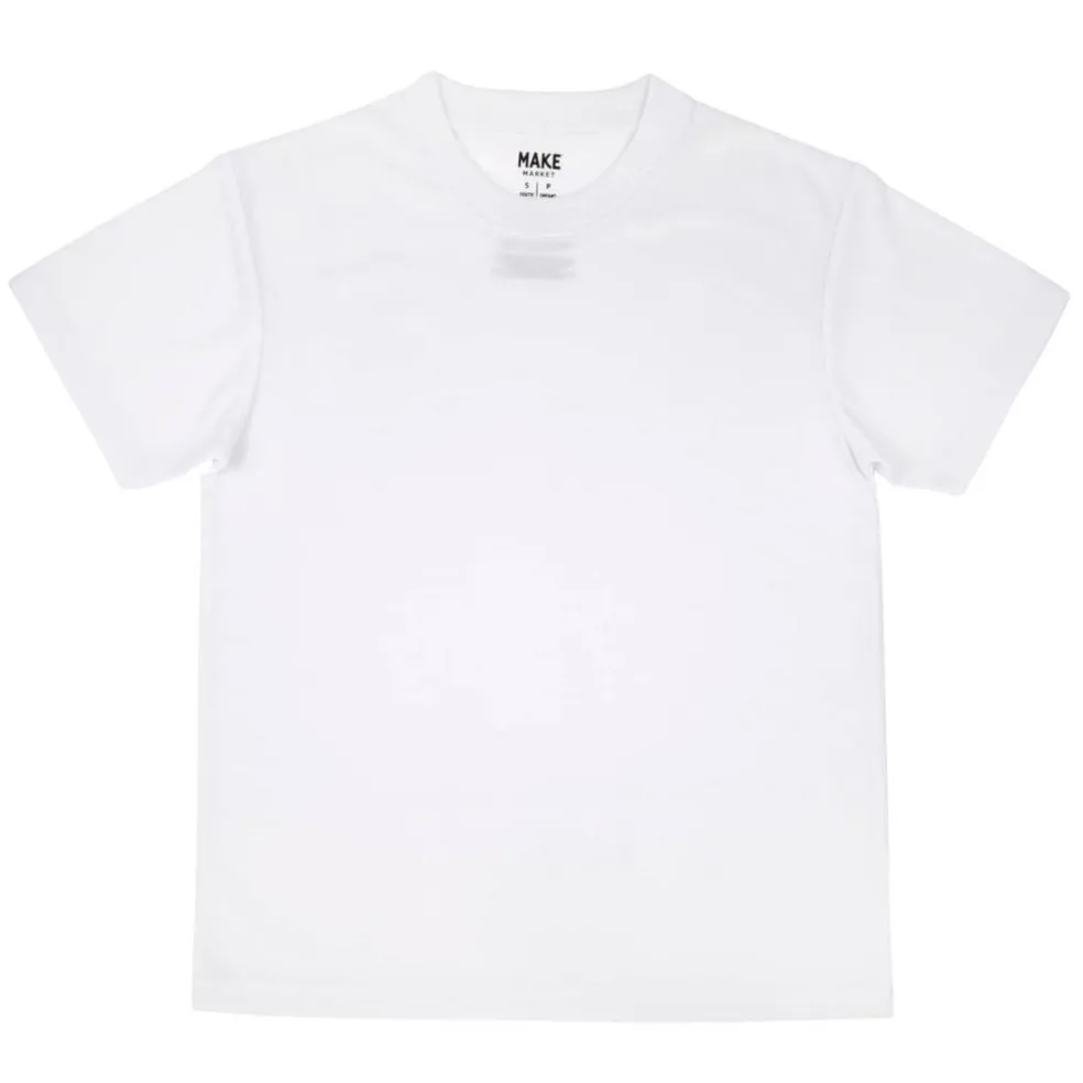 White Youth Polyester Crew Neck T-Shirt by Make Market®