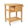Wicker Storage Trolley with Drawers and Tower Rack for Kitchen