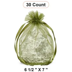 Wide Round Flat Bottom Organza Bags 6 1/2'' x 7'' for Luxurious Wrapping