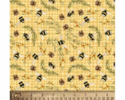 Wildflower Honey Bees Cotton Fabric | By The Yard | Sewing and Crafting | 44 inches wide