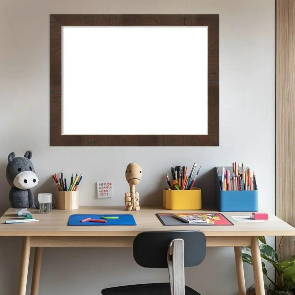 Wildwood Brown Narrow Framed Dry Erase Magnetic Board