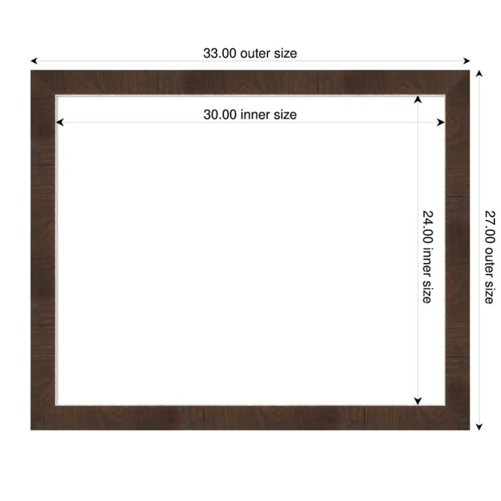 Wildwood Brown Narrow Framed Dry Erase Magnetic Board