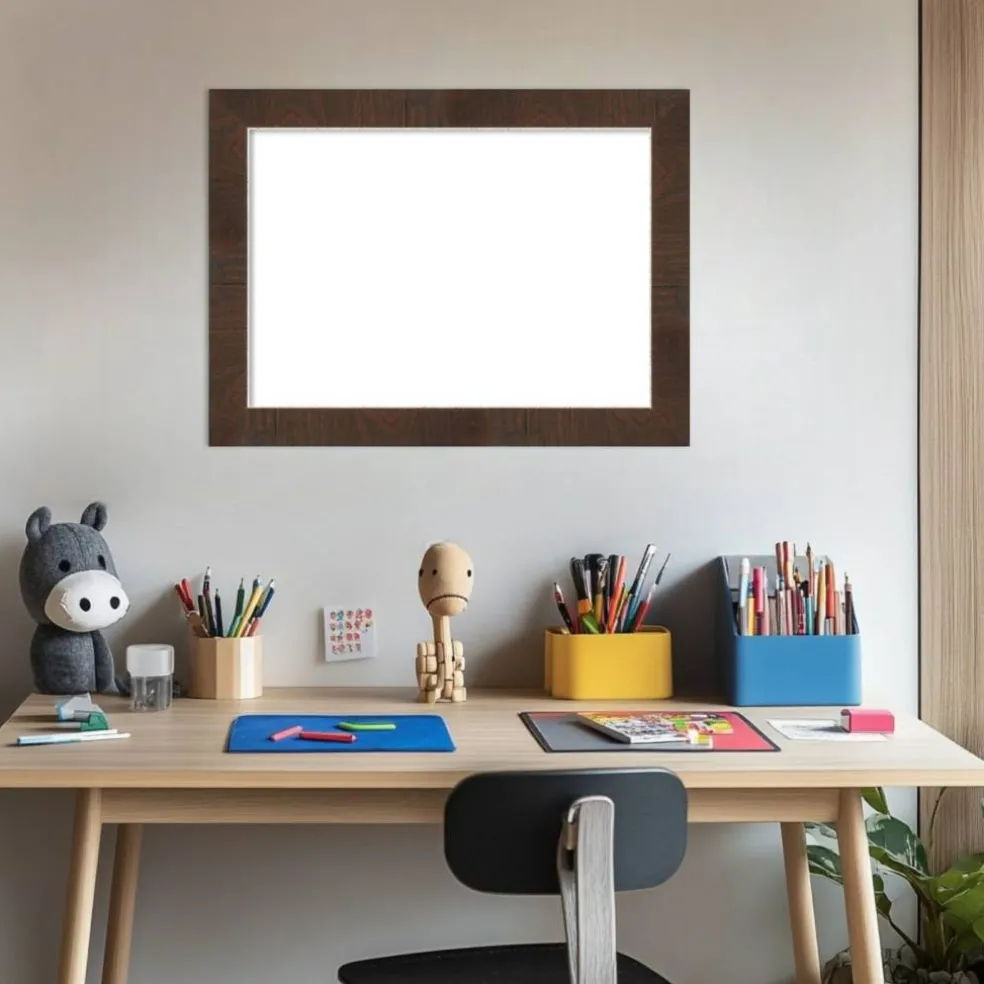 Wildwood Brown Narrow Framed Dry Erase Magnetic Board