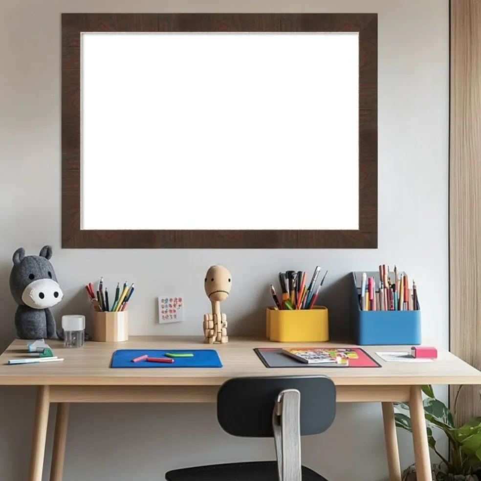 Wildwood Brown Narrow Framed Dry Erase Magnetic Board