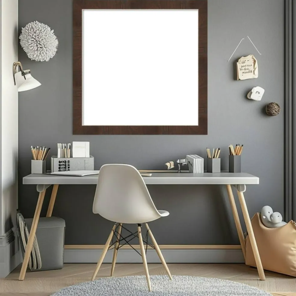 Wildwood Brown Narrow Framed Dry Erase Magnetic Board