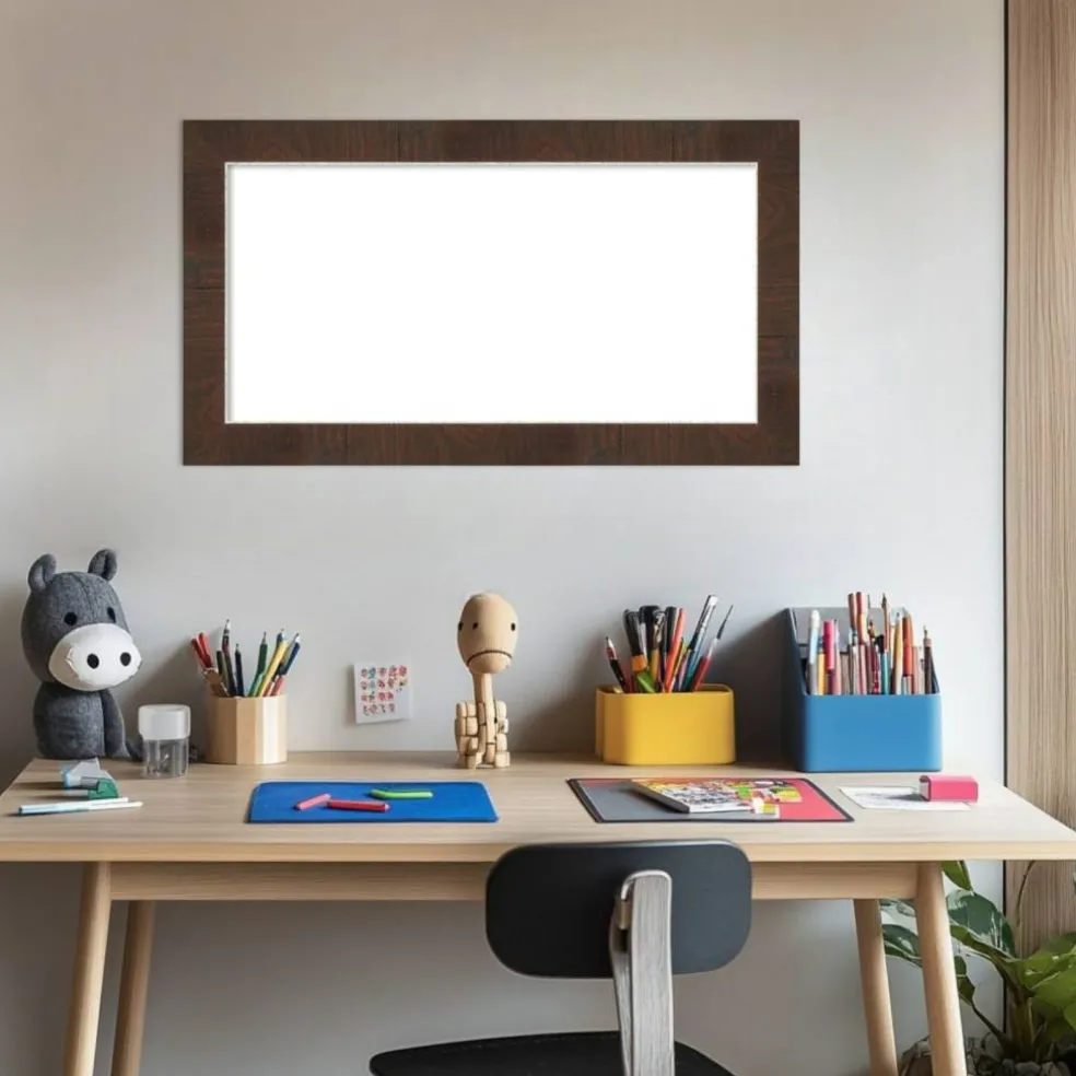 Wildwood Brown Narrow Framed Dry Erase Magnetic Board