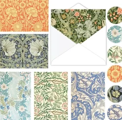 William Morris Greeting Cards with Envelopes, 24 Pack, Vintage Floral Stationery, Blank Note Cards for Wedding, Birthday, Baby Shower, Thank You, 4 x 6 Inches