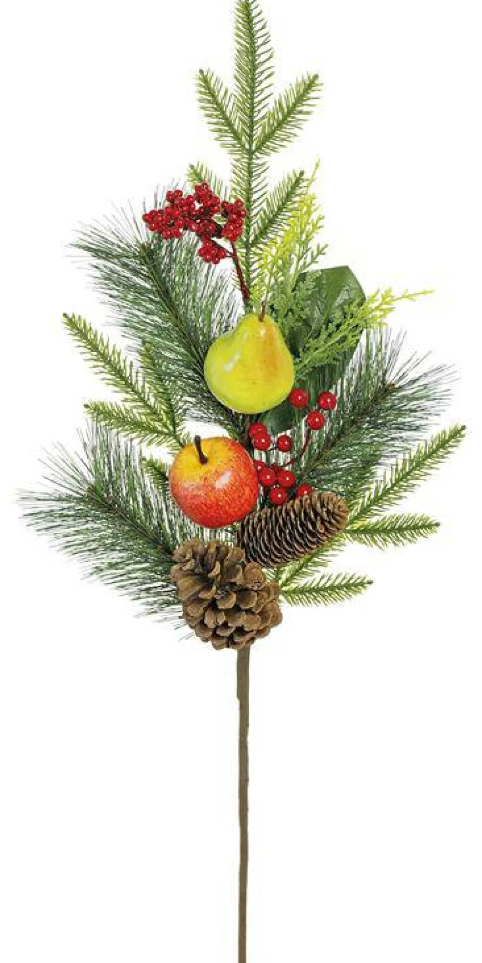 Williamsburg Fruit Pine Spray | Apple Pear Berry Christmas Stem | 28" Spray-XP2537