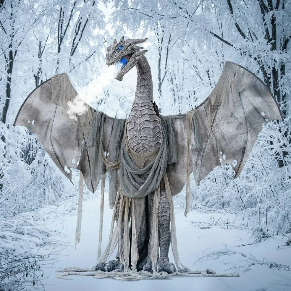 Winter Dragon Animated 7 Ft Halloween Decoration