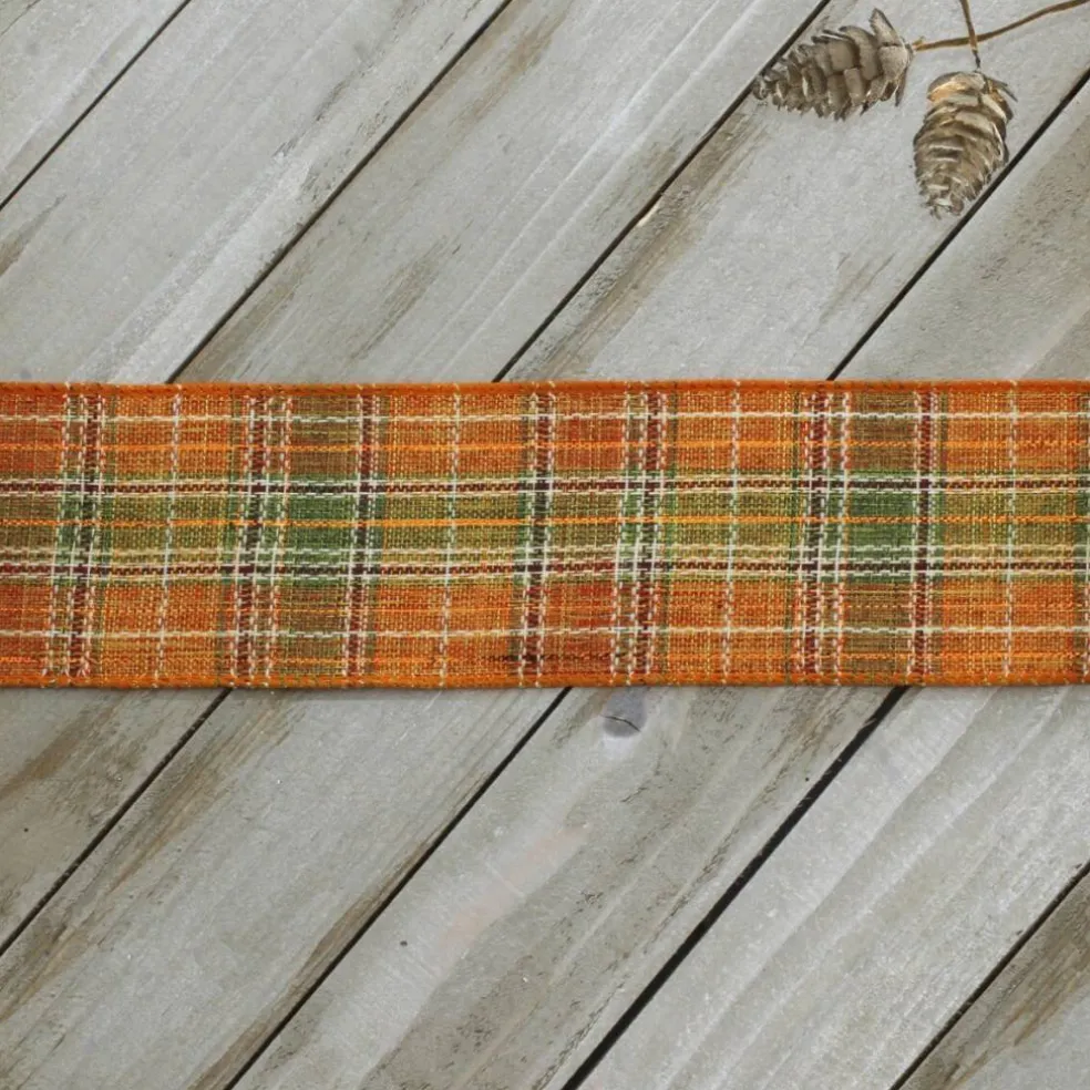 2 1/2" Wired Ribbon Fall Harvest Plaid Burlap 10 Yards