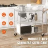 Wire Kitchen Cart, 3-Tier Steel Storage Trolley 661 lbs Capacity, Curved Handle and Hooks
