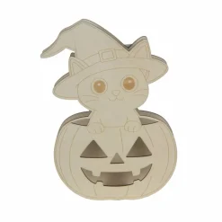 7" Witch Cat in Pumpkin DIY LED Wood Décor by Make Market®
