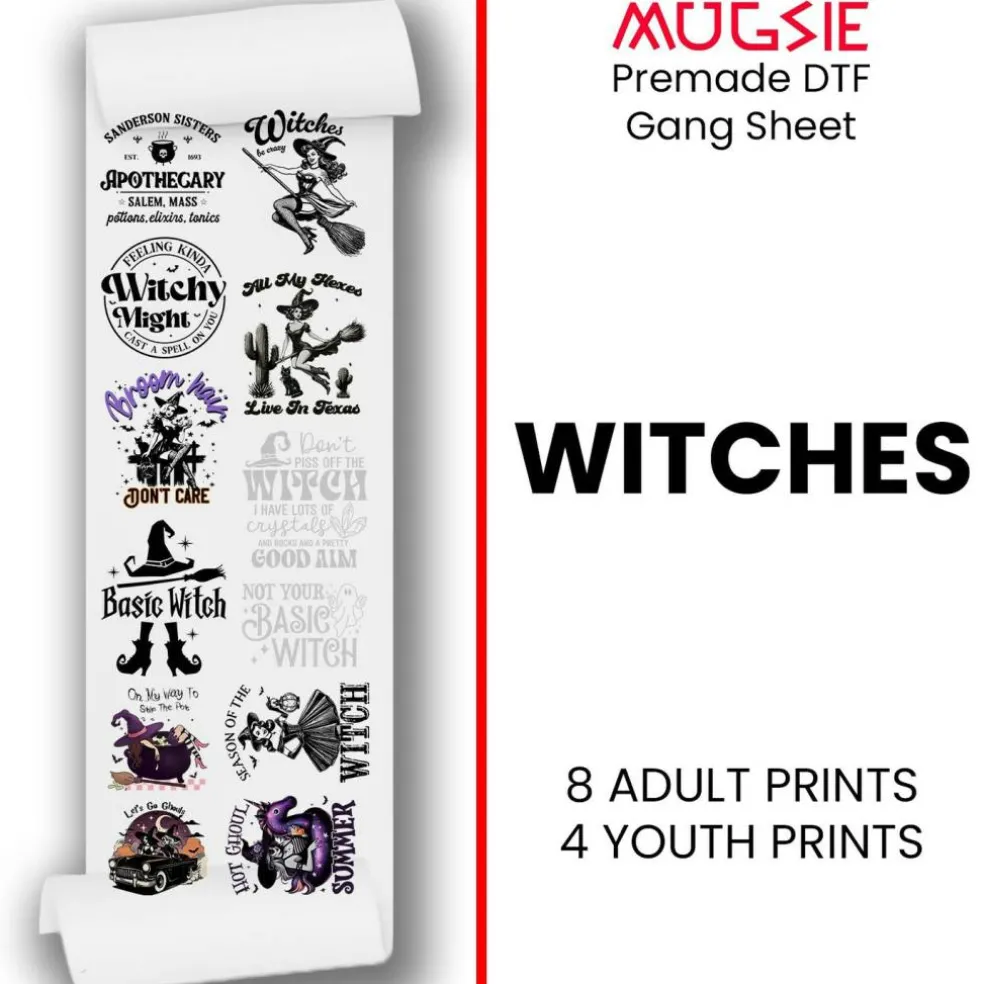 Witches DTF Transfer Gang Sheets - 22x60 Direct-to-Film