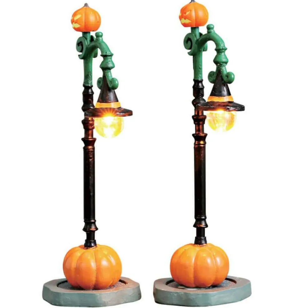 Witch Pumpkin Patch Street Lights Set - Lemax Spooky Town